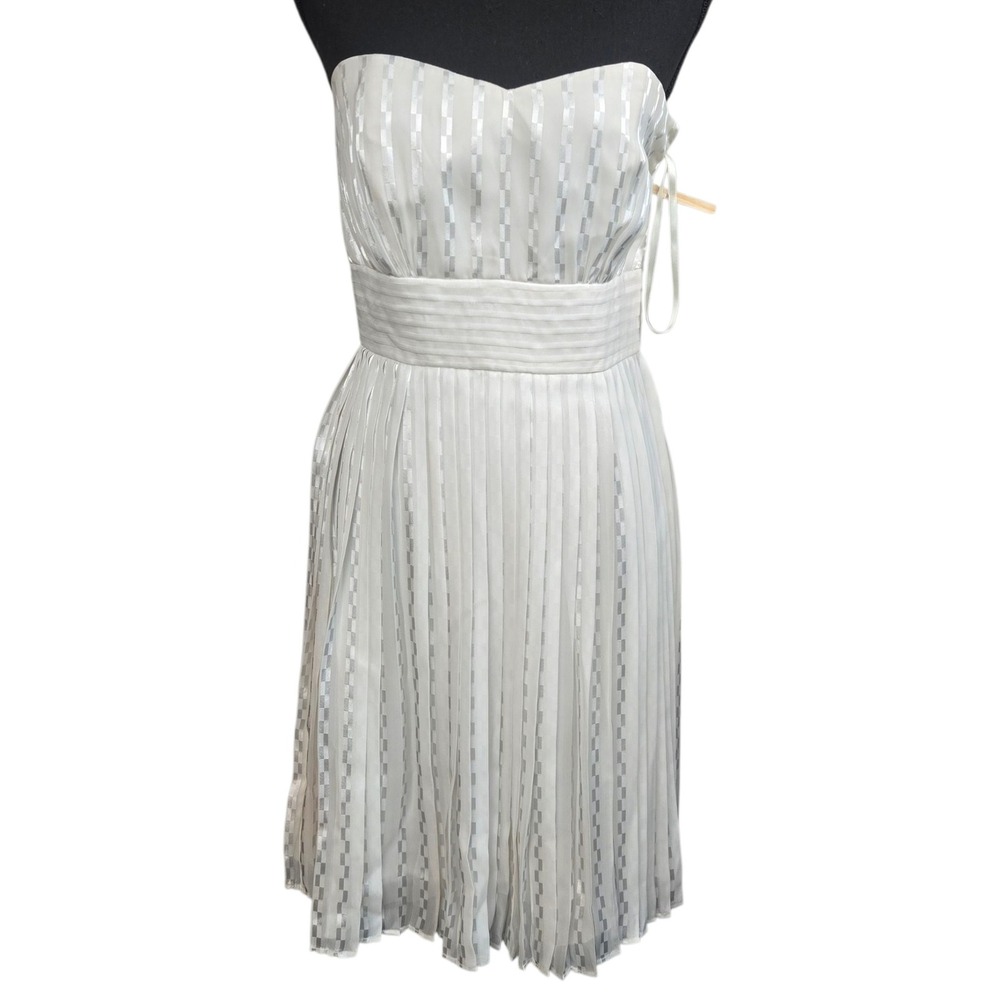 White House Black Market Strapless White Pleated Bridal Party Shower Dress 6 NWT